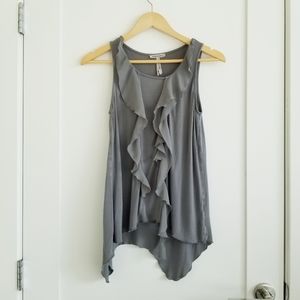 MARSEILLE sleeveless lettuce hem ruffle top